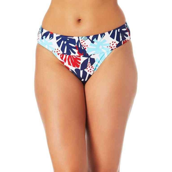 U.S. Polo Assn. Women's Timeless Banded Hipster Bottom Swimsuit Tropical Plun XL - Picture 1 of 8